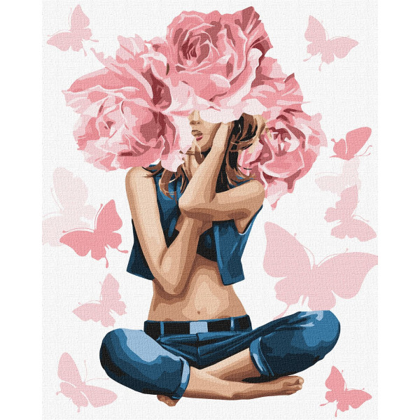 foto картина за номерами идейка "дівчина-троянда" 40х50 см (kho4798)