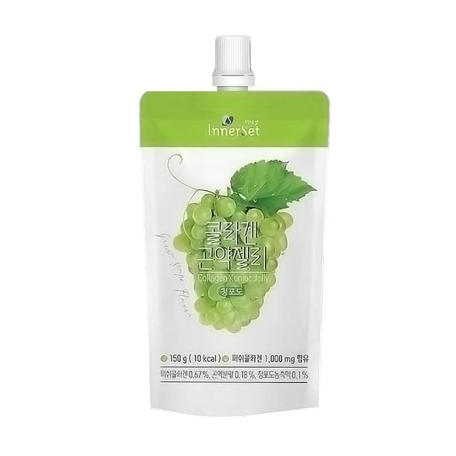 foto харчова добавка їстівне колагенове желе innerset collagen konjac jelly green grape з виноградом, 150 мл