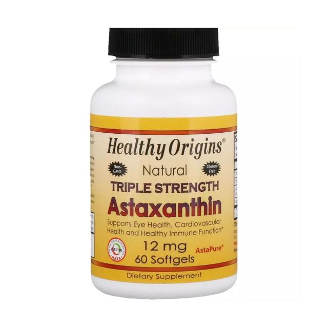 foto харчова добавка в капсулах healthy origins astaxanthin астаксантин, 12 мг, 60 шт