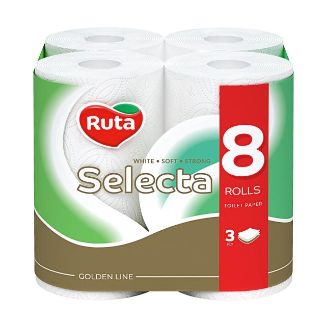 foto туалетний папір ruta selecta білий, 3-шаровий, 8 рулонів