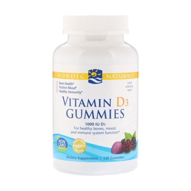 foto харчова добавка вітаміни в жувальних цукерках nordic naturals d3 gummies vitamin d3 1000 мо зі смаком ягід, 120 шт