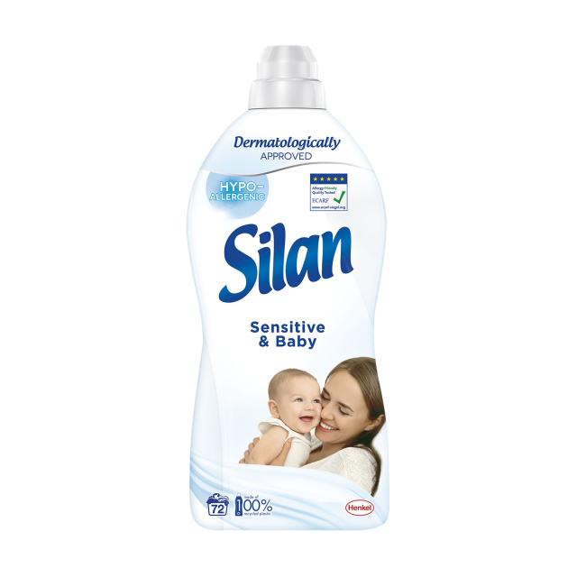 foto кондиціонер для дитячої білизни silan sensitive & baby, 72 цикли прання, 1.8 л