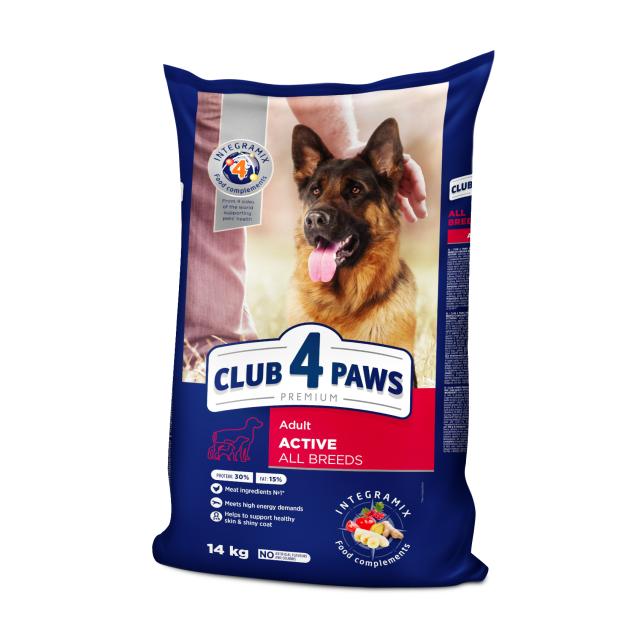foto сухий корм для активних собак всіх порід club 4 paws premium актив, 14 кг