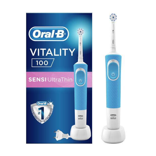 foto електрична щітка oral-b d100 vitality sensi ultrathin синя, 1 шт