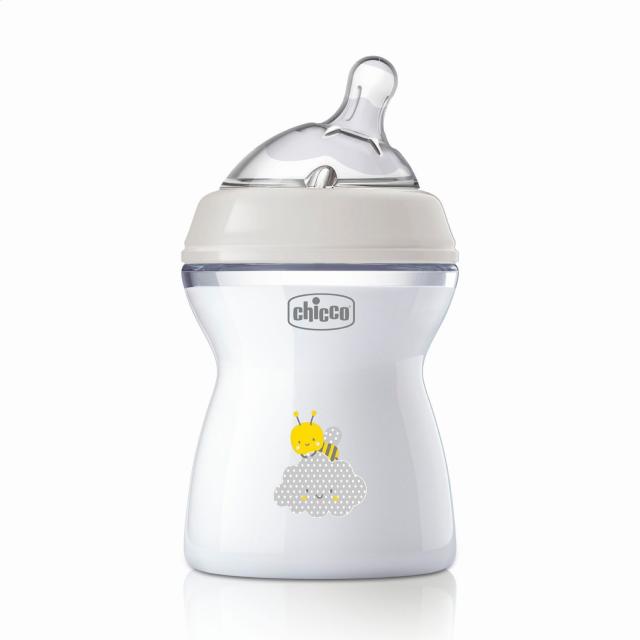 foto дитяча пластикова пляшечка для годування chicco natural feeling силіконова соска, середній потік, від 2 міс, 250 мл (81323.30)