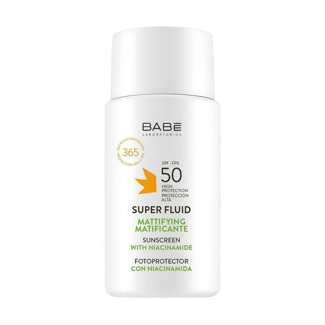 foto сонцезахисний суперфлюїд для обличчя babe laboratorios super fluid spf 50 для всіх типів шкіри, з матувальним ефектом, 50 мл