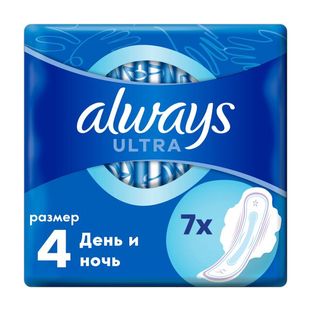 foto гігієнічні прокладки для критичних днів always ultra нічні, розмір 4, 7 шт