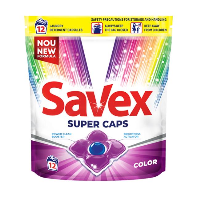 foto капсули для прання savex super caps color, 12 циклів прання, 12 шт