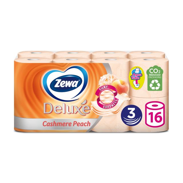 foto туалетний папір zewa deluxe з ароматом персика, 3-шаровий, 150 відривів, 16 рулонів