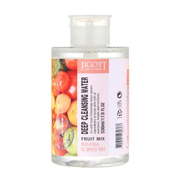 foto глибокоочищувальна вода для обличчя jigott deep cleansing water fruit mix з екстрактом фруктів, 530 мл