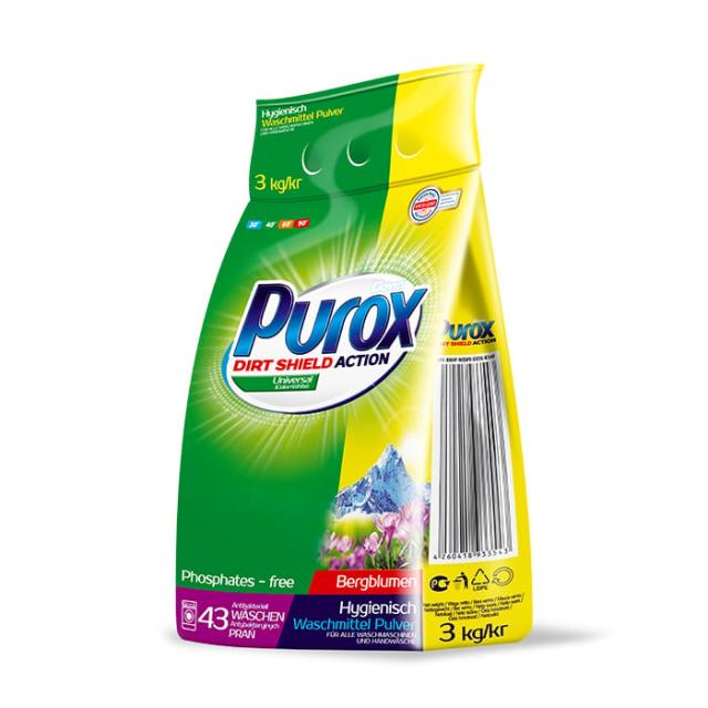 foto пральний порошок purox universal, 43 цикли прання, 3 кг
