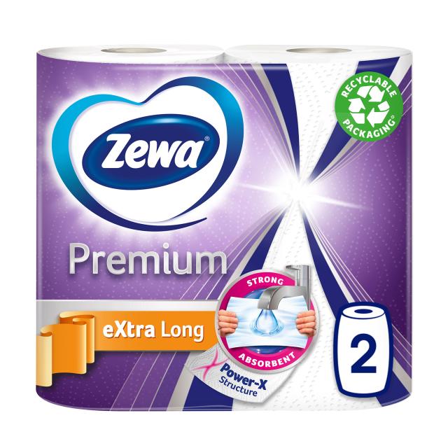 foto паперові рушники zewa premium extra long, 2-шарові, 120*2 відриви, 2 рулони