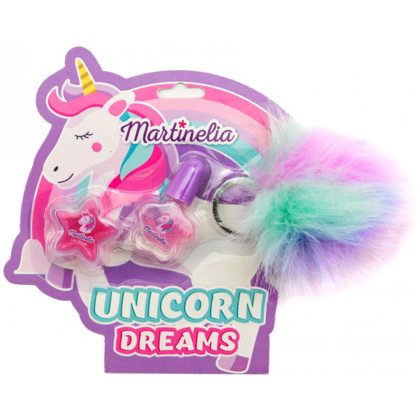 foto набір косметики martinelia unic unicorn dreams лак для нігтів і блиск для губ з брелоком (30502)