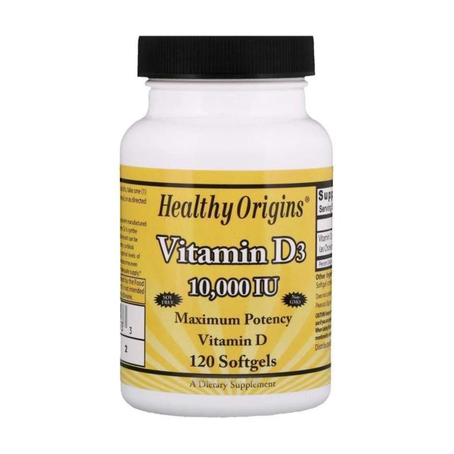 foto харчова добавка вітаміни в капсулах healthy origins vitamin d3 вітамін d3 10000 мо, 120 шт