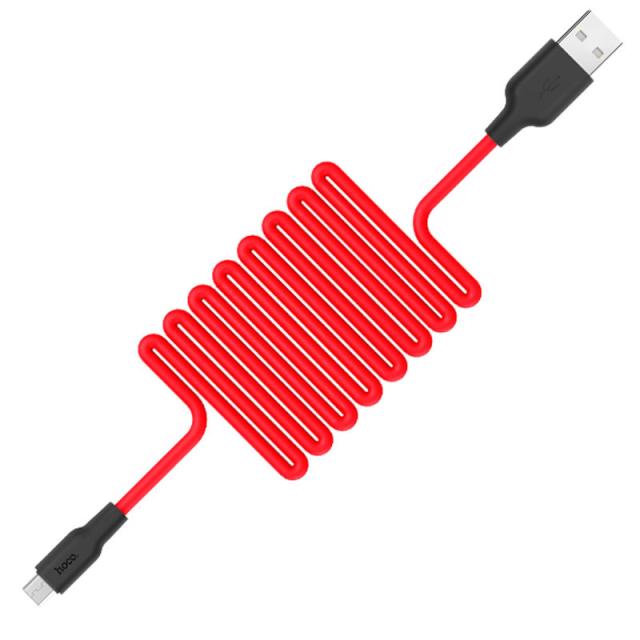 foto дата кабель hoco x21 silicone microusb cable (1m) (чорний / червоний) 1185449