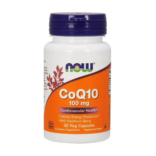 foto харчова добавка в капсулах now foods coq10 with hawthorn berry коензим q10 з глідом 100 мг, 30 шт