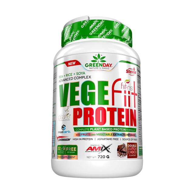 foto харчова добавка протеїн в порошку amix nutrition greenday vege-fiit protein подвійний шоколад, 720 г