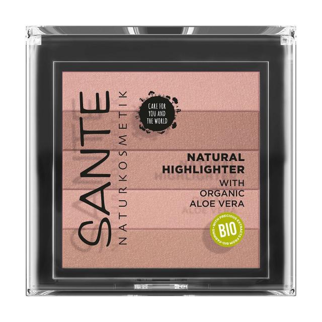 foto біохайлайтер для обличчя sante natural highlighter with organic aloe vera 01 nude, 7 г