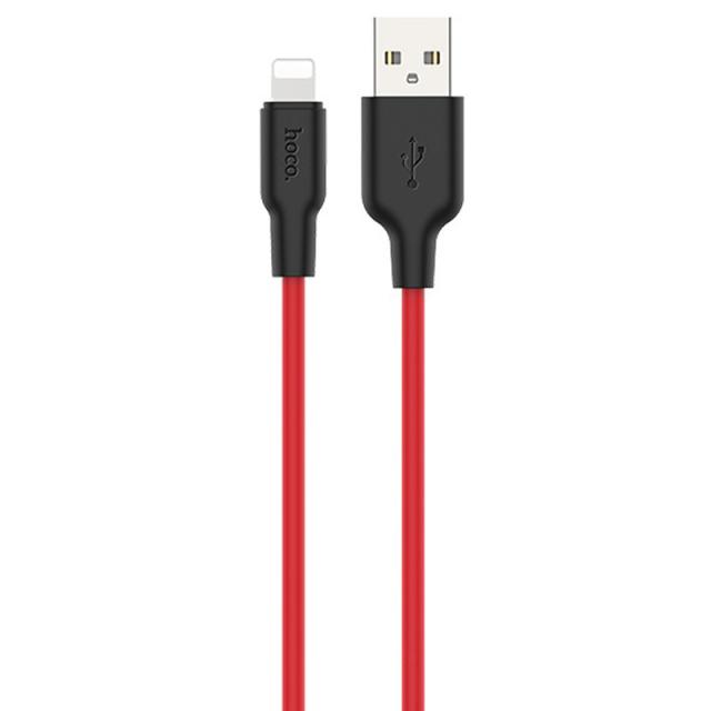 foto дата кабель hoco x21 plus silicone lightning cable (1m) (black / red) 915381