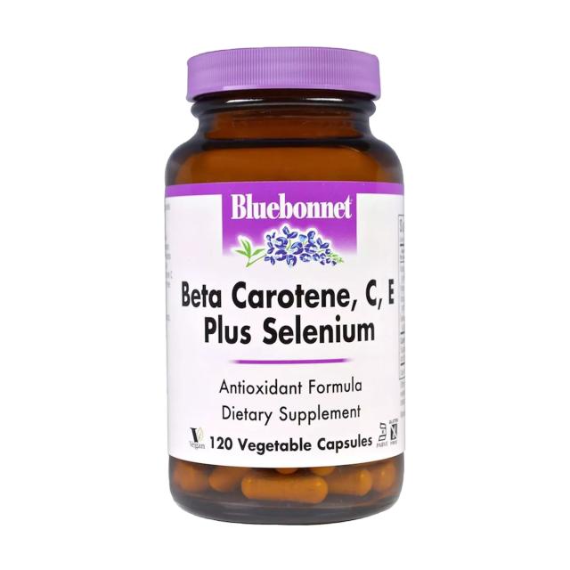 foto харчова добавка вітаміни в капсулах bluebonnet nutrition бета-каротин, c, е + селен, 120 шт