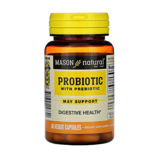 foto харчова добавка в капсулах mason natural probiotic with prebiotic пробіотик з пребіотиком, 40 шт
