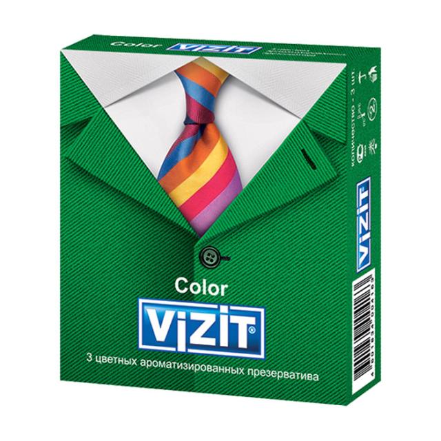 foto презервативи латексні vizit color кольорові, ароматизовані, 3 шт