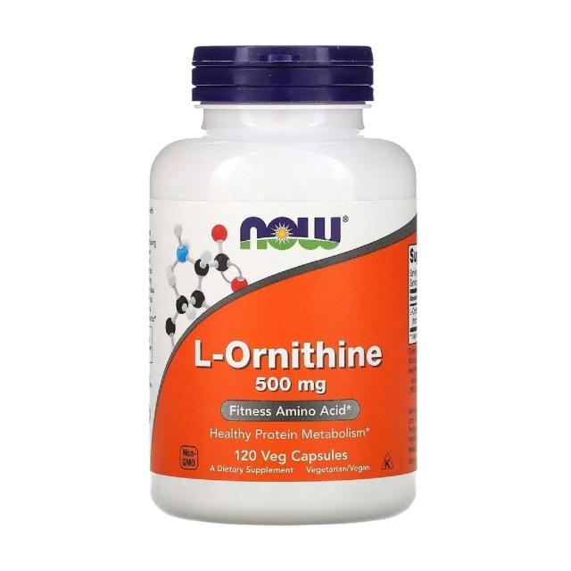 foto харчова добавка в капсулах now foods l-ornithine амінокислота 500 мг, 120 шт