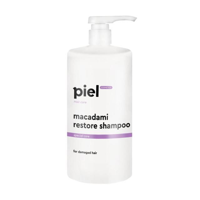 foto відновлювальний шампунь piel cosmetics hair care macadami restore shampoo для пошкодженого волосся, 1 л