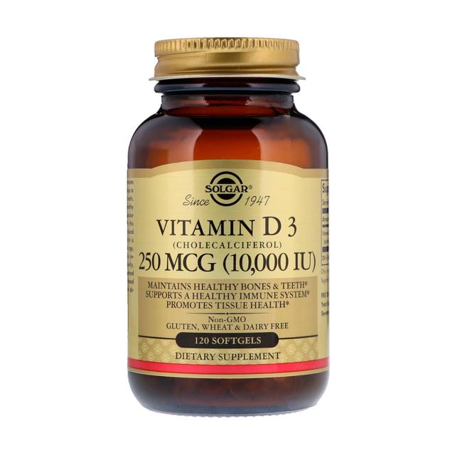 foto харчова добавка вітаміни в капсулах solgar vitamin d3 вітамін d3 250 мкг 10000 мо, 120 шт