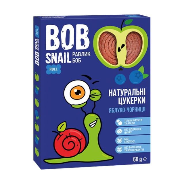 foto натуральні цукерки bob snail яблуко-чорниця, 60 г