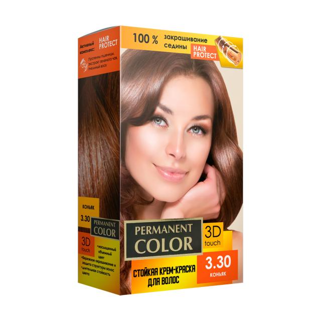 foto стійка крем-фарба для волосся permanent color з окислювачем, 3.30 коньяк, 120 мл