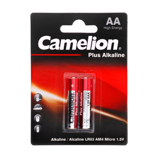 foto батарейки camelion plus alkaline aaa, 2 шт (lr03-bp2)