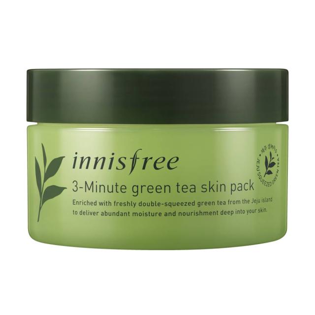 foto інтенсивна 3-хвилинна маска для обличчя innisfree green tea 3-minute skin pack із зеленим чаєм, 70 мл