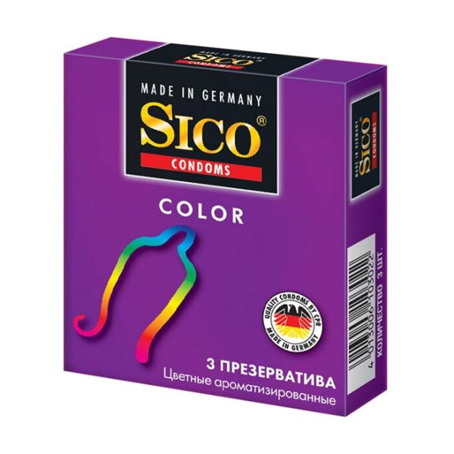 foto презервативи латексні sico color кольорові, ароматизовані, 3 шт