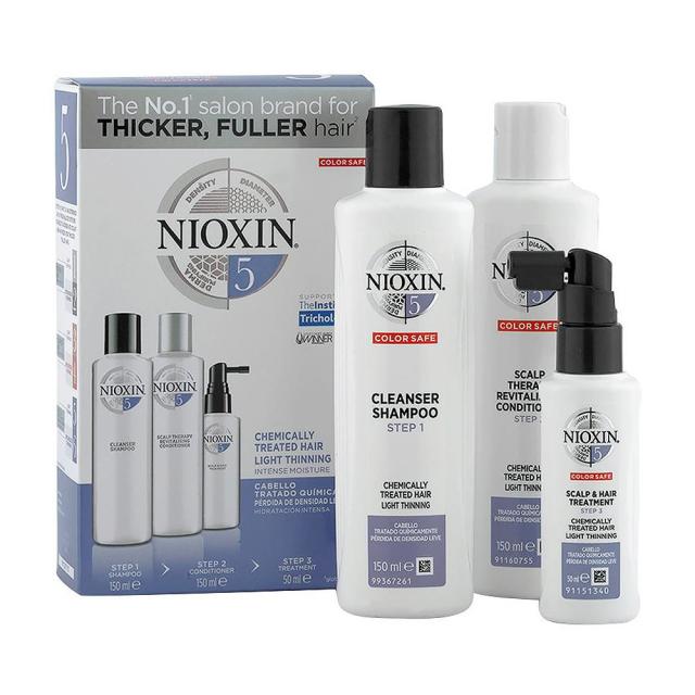 foto набір для волосся nioxin thinning 5 (шампунь, 150 мл + кондиціонер, 150 мл + засіб для догляду за шкірою голови та волоссям, 50 мл)