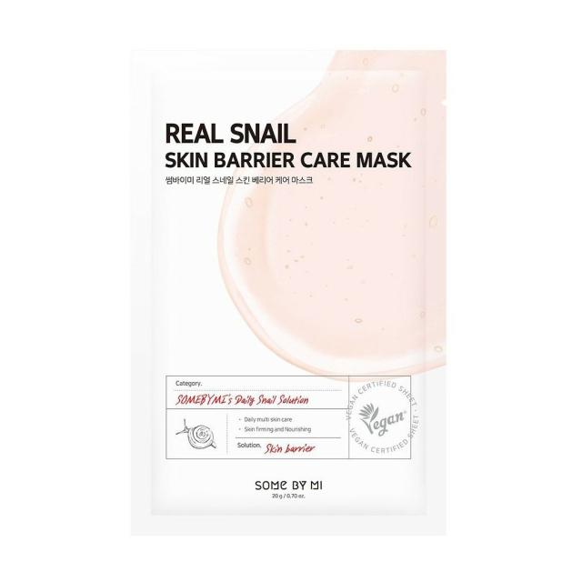 foto тканинна маска для обличчя some by mi real snail skin barrier care mask з муцином равлика, 20 г