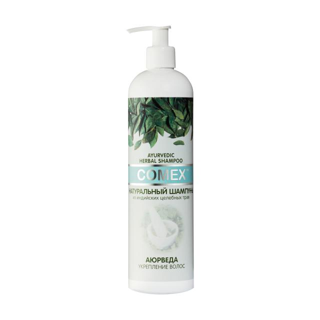 foto безсульфатний натуральний шампунь для зміцнення волосся comex ayurvedic natural shampoo індійські цілющі трави, 500 мл