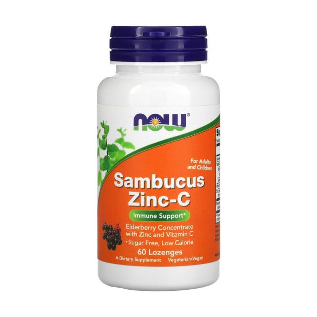 foto харчова добавка вітаміни та мінерали в льодяниках now foods sambucus zinc-c цинк з вітаміном с, 60 шт