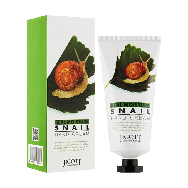 foto крем для рук jigott real moisture snail hand cream з екстрактом слизу равлика, 100 мл