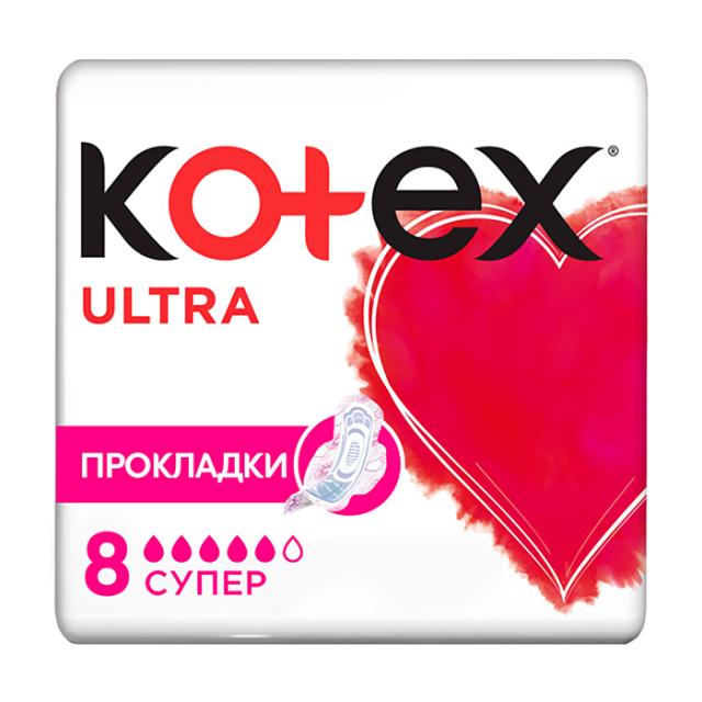 foto гігієнічні прокладки для критичних днів kotex ultra super, 8 шт