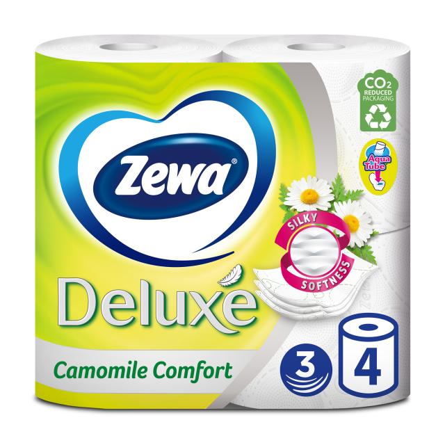 foto туалетний папір zewa deluxe з ароматом ромашки, 3-шаровий, 145 відривів, 4 рулони