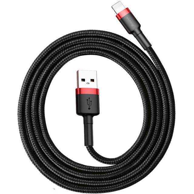 foto дата кабель baseus cafule lightning cable 2.4a (0.5m) (calklf-a) (червоний / чорний) 770121