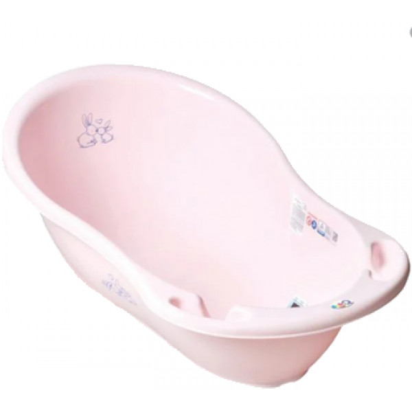 foto дитяча ванночка tega baby зайчики зі зливом і термометром 86 см рожева (kr-004-104)