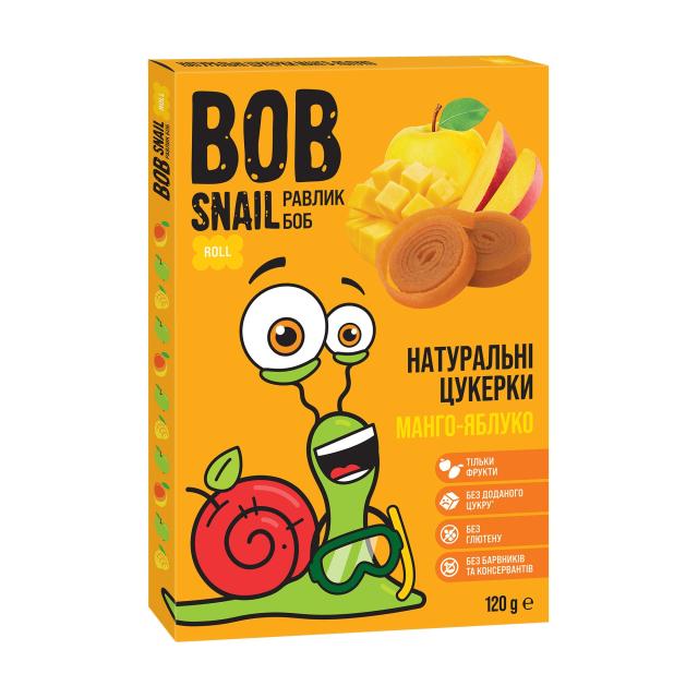 foto натуральні цукерки bob snail манго-яблуко, 120 г