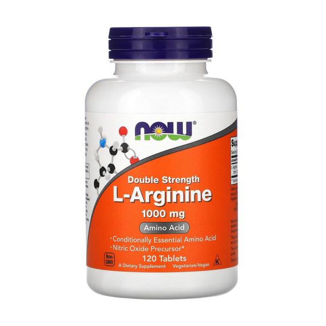 foto харчова добавка амінокислота в таблетках now foods l-аргінін 1000 мг, 120 шт