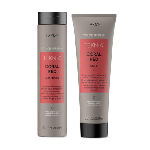 foto набір для волосся lakme teknia color refresh coral red (шампунь, 300 мл + маска, 250 мл)