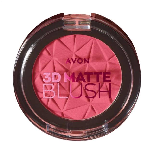 foto матові рум'яна для обличчя avon 3d matte blush теплий рожевий, 3.6 г