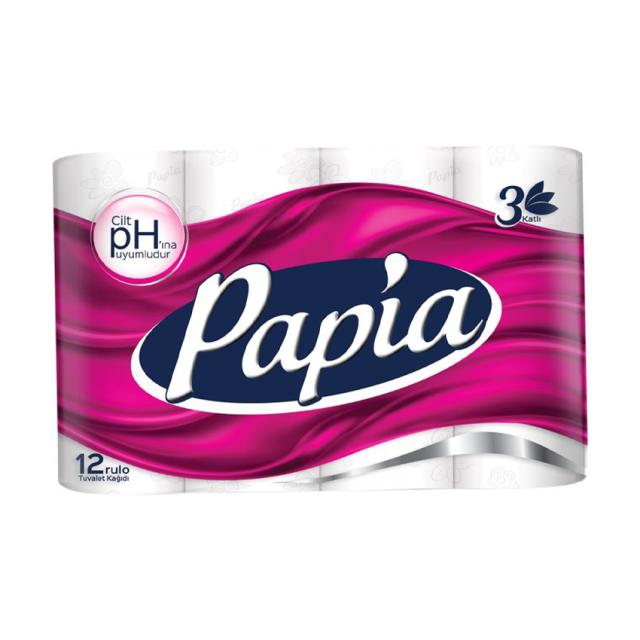 foto туалетний папір papia білий, 3-шаровий, 150 відривів, 12 шт