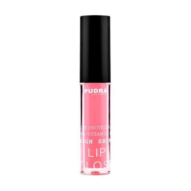 foto блиск для губ pudra cosmetics high shine lip gloss з протеїнами шовку та провітаміном b5, 05 dolly pink, 2.5 г