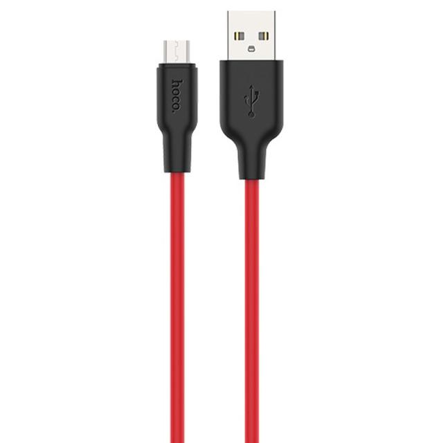 foto дата кабель hoco x21 plus silicone microusb cable (1m) (black / red) 938021